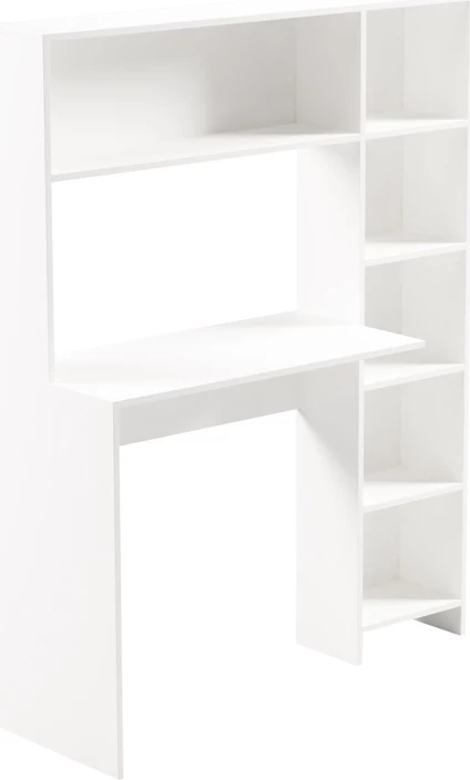 Tavolinë pune me rafte librash Janson, ngjyrë e bardhë, 113.2x40x141.8cm