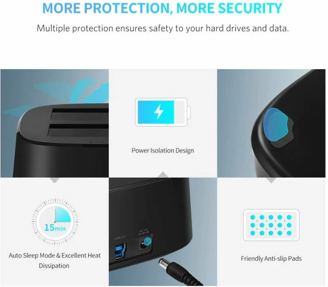 Stacion dokimi për HDD/SSD UGREEN 50857 Dual Bay USB 3.0 në SATA, 2x12TB, 2.5"/3.5", i zi, në kuti