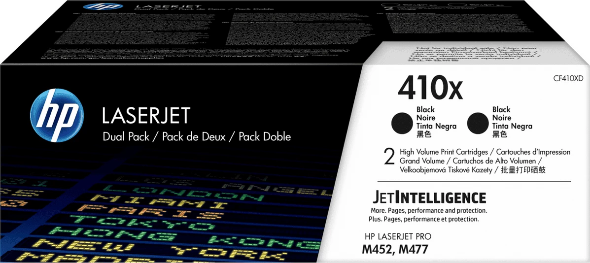 Toner, HP, CF410XD 410X, rendiment 6500 faqe, e zezë, set XL dypak