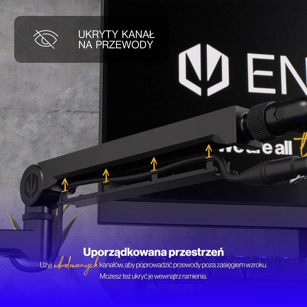 Krah boom për mikrofon Endorfy Broadcast Low Profile Boom Arm EY0A009, i zi, set