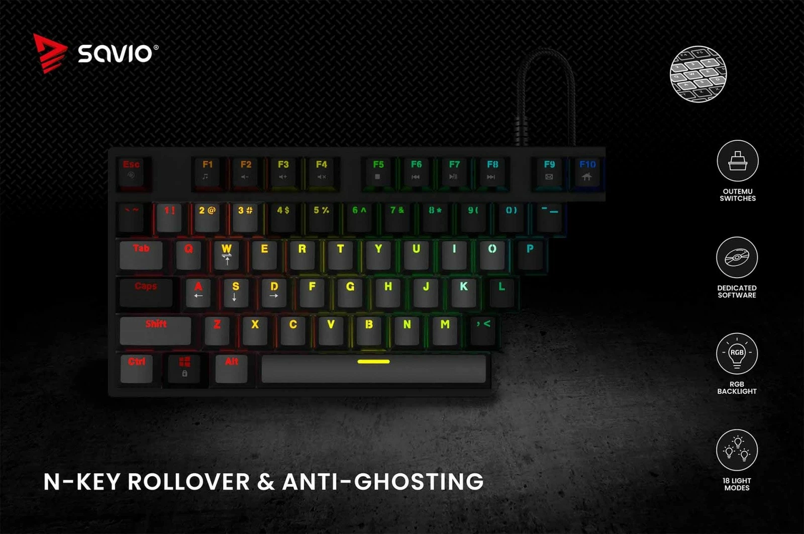 Kasë mekanike Savio Tempest X2 Outemu Brown, RGB, e zezë