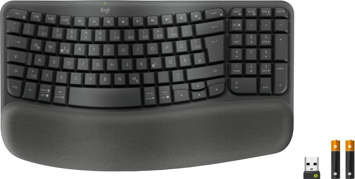 Tastierë Logitech Wave Keys për Biznes, Wireless, RF Wireless + Bluetooth, Membranë, QWERTZ, Grafit