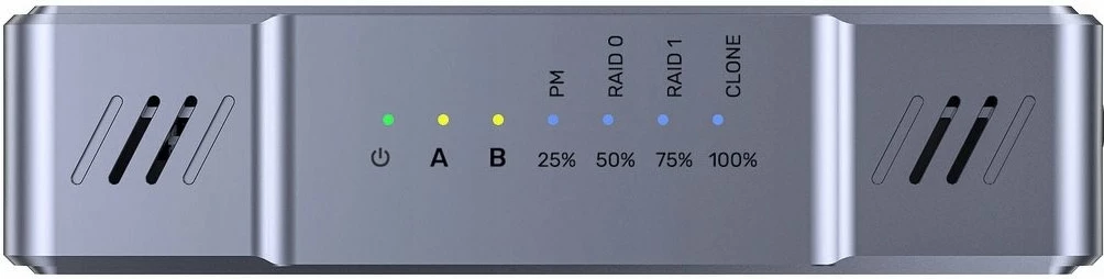Kasë e jashtme për SSD M.2 Unitek S1247AGY01, 2x M.2, USB 3.2 Gen 2x2 20 Gb/s, RAID0/RAID1, klonim offline, Gri