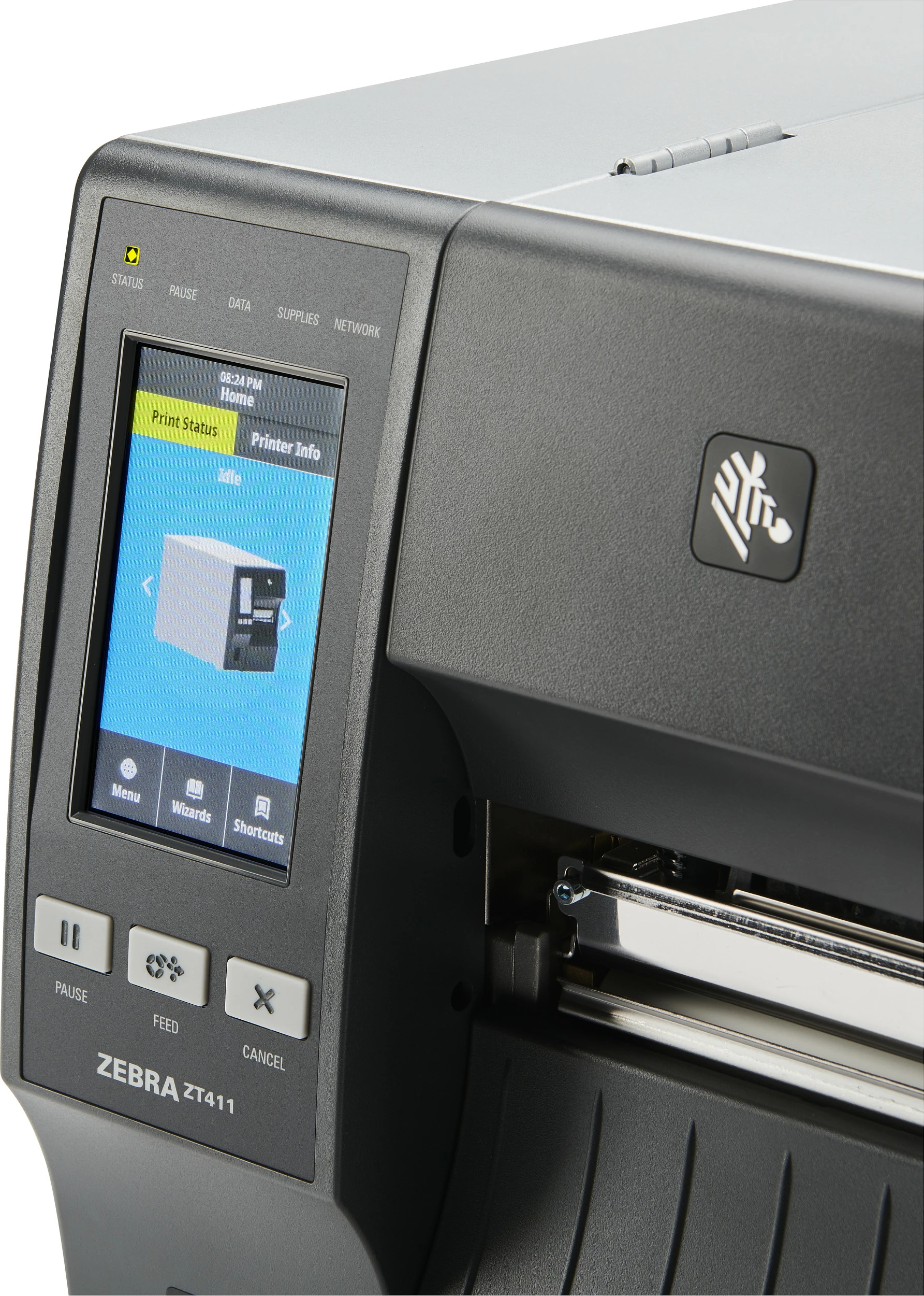 Printer etiketash Zebra ZT411, Thermal Transfer, 600x600 DPI, gjerësi 10.4 cm, Bluetooth/Ethernet, zi/gri