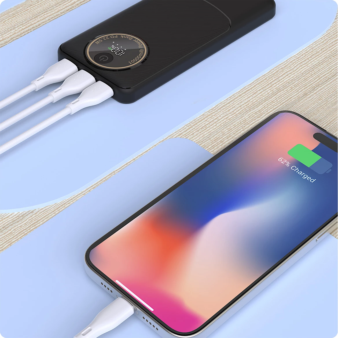 Powerbank Dudao K12Pro 20000mAh, 22.5W PD, 3 porta, e zezë