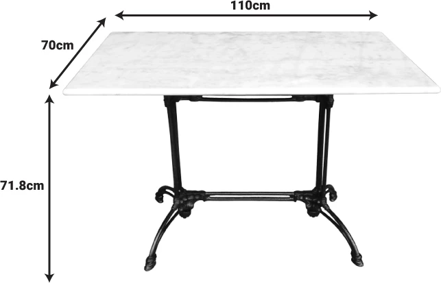 Tavolinë mermeri Zosal, ngjyrë bardhë-e zezë, 110x70x71.8cm