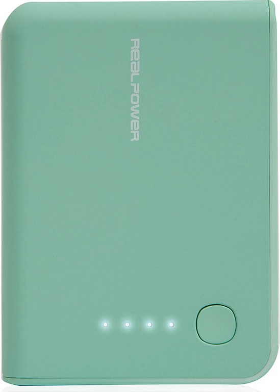 Powerbank RealPower PB-10k 10.000mAh, 2x USB-A, Opal Blue/Tirkiz