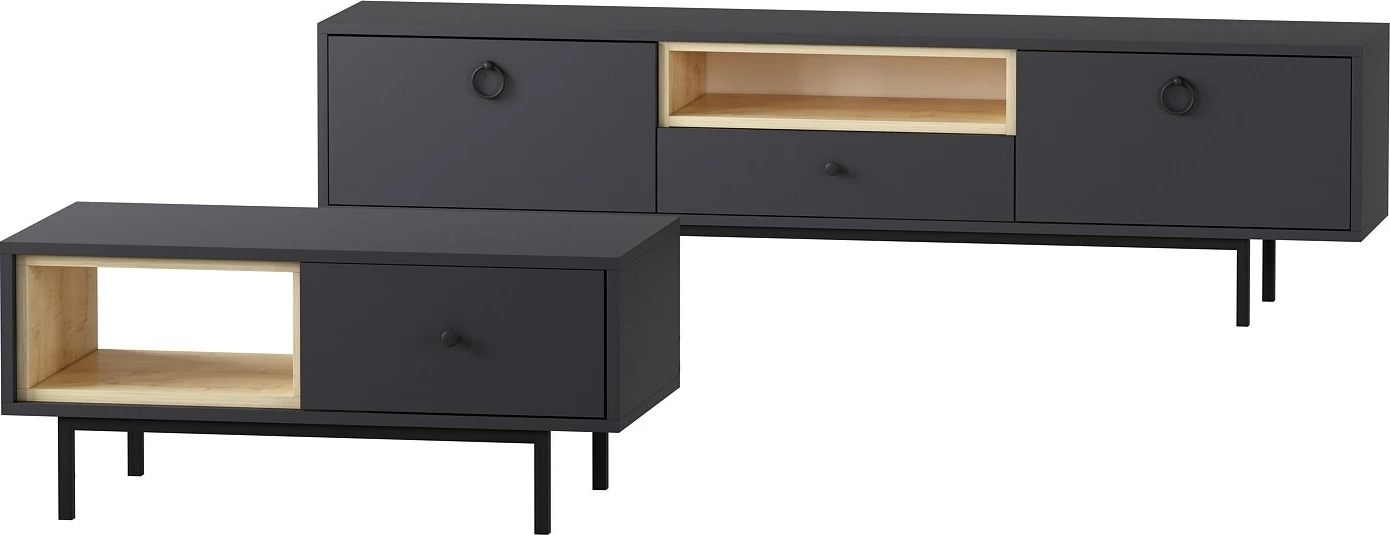 Set mobiljesh për dhomë dite Skye Decor, natyrale-antracit, safir