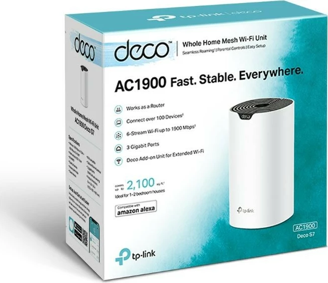Sistem Wi-Fi Mesh TP-LINK Deco S7, AC1900, 1 njësi, Bardhë