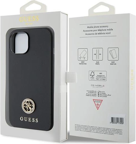 Mbështjellës Guess GUHCP15MPS4DGPK për iPhone 15 Plus 6.7", i zi, hardcase