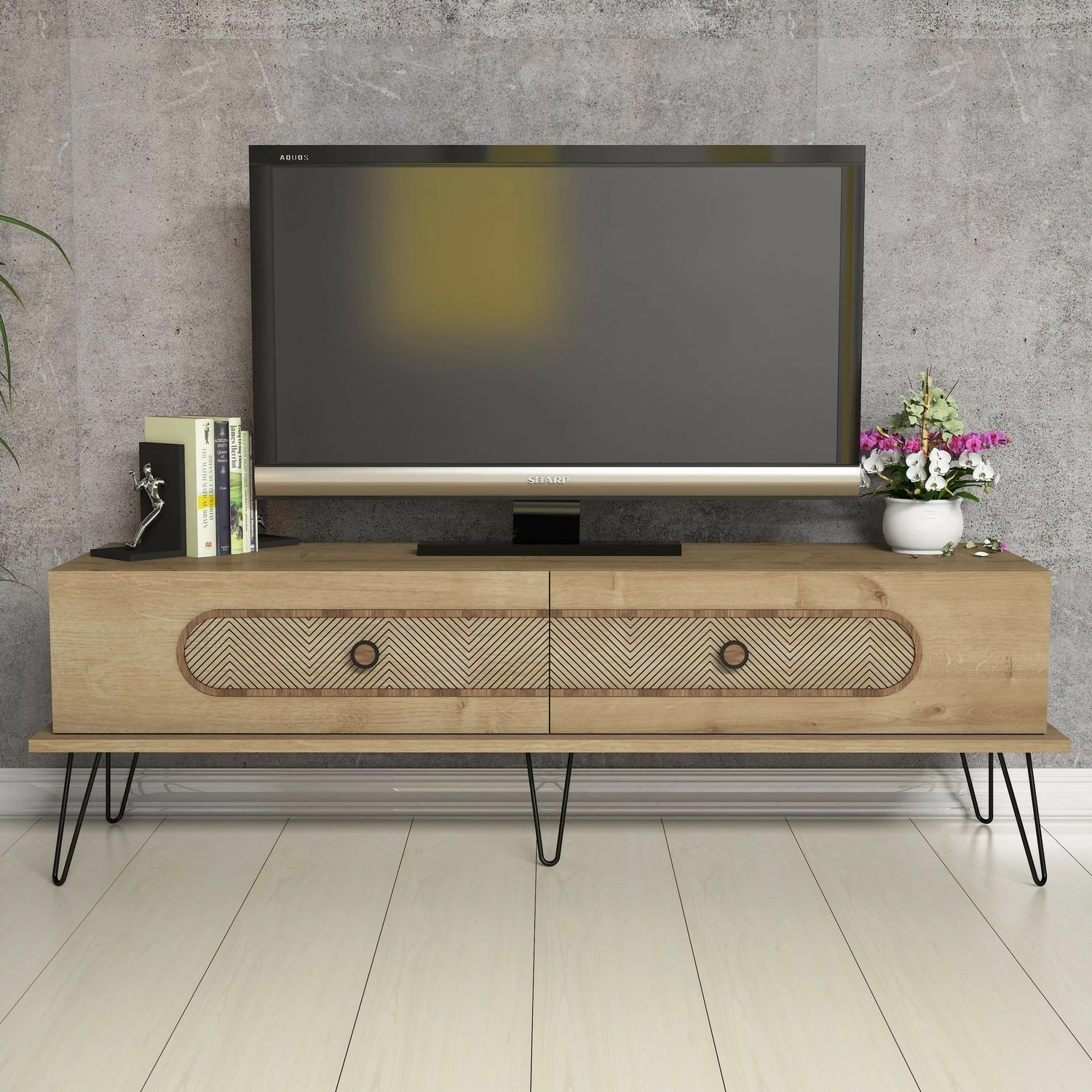 Komodë TV Hanah Home, Ekol, ngjyrë lisi