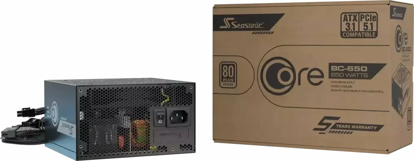 Furnizues rryme SeaSonic Core BC-650 SRP-CBC651-A5A51JF 650W ATX 3.1, 80 Plus Bronze, jo-modular, i zi