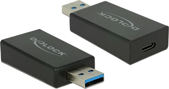 Adapter USB DeLOCK 65689, USB-A (mashkull) në USB-C (femër), USB 3.1 Gen 2, 10 Gbit/s, i zi