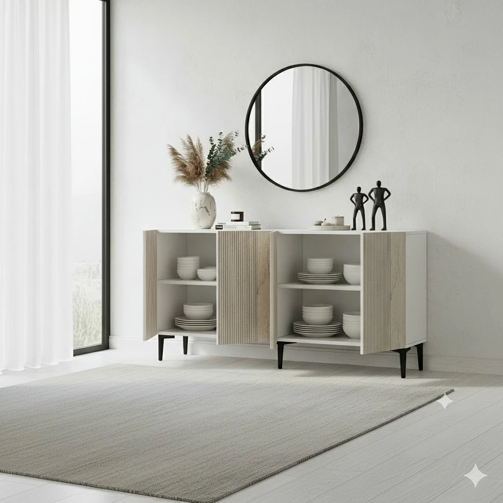 Konsol Skye Decor, Corsa 150, e bardhë, travertin