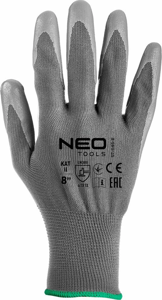 Dorëza pune Neo 97-646, poliester me veshje PU, 4131X, madhësia 8, gri