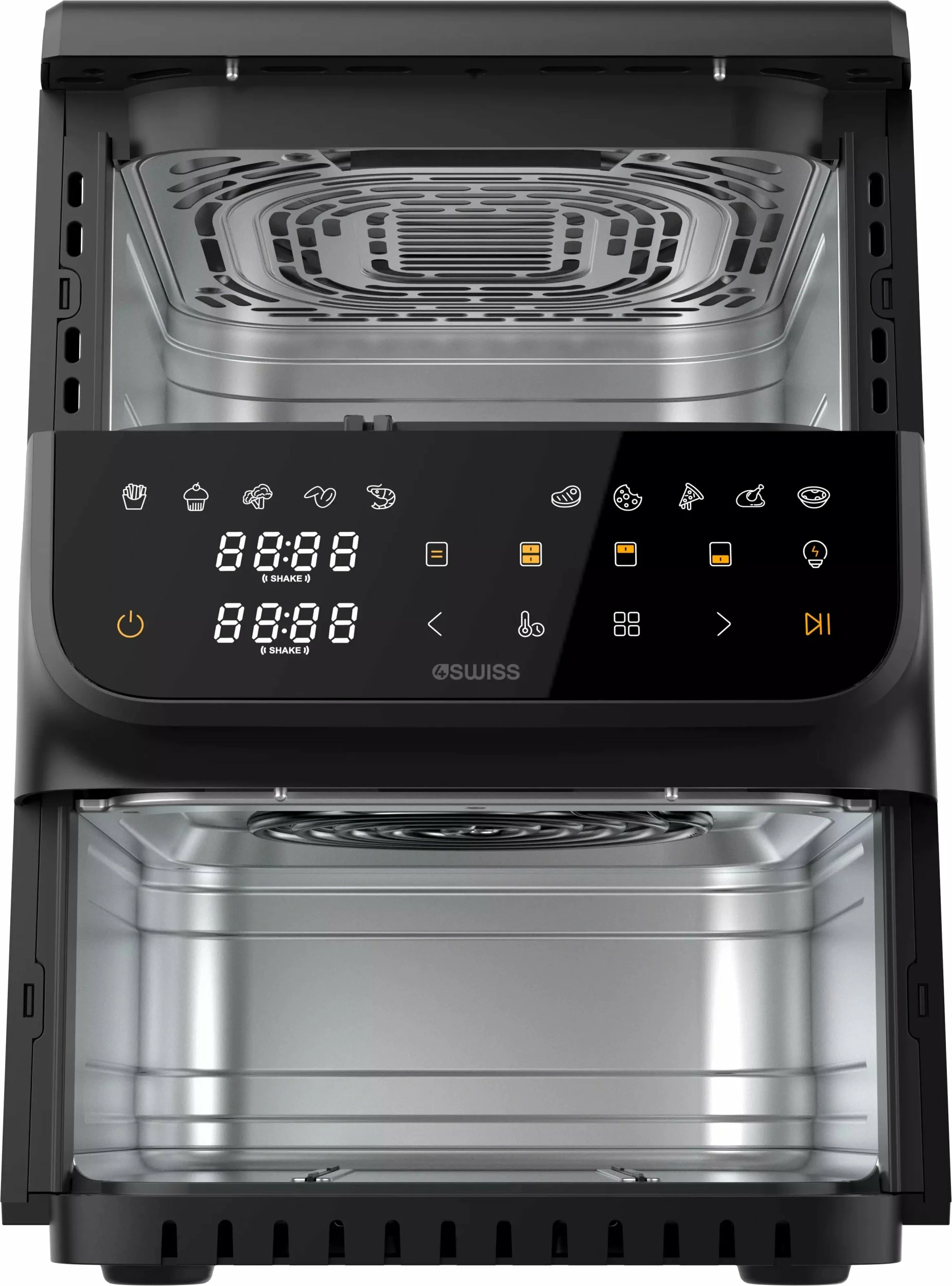 Fritezë pa vaj 4Swiss ABB-225 DoubleCook 10 L, 2 sirtarë, 2200 W, e zezë