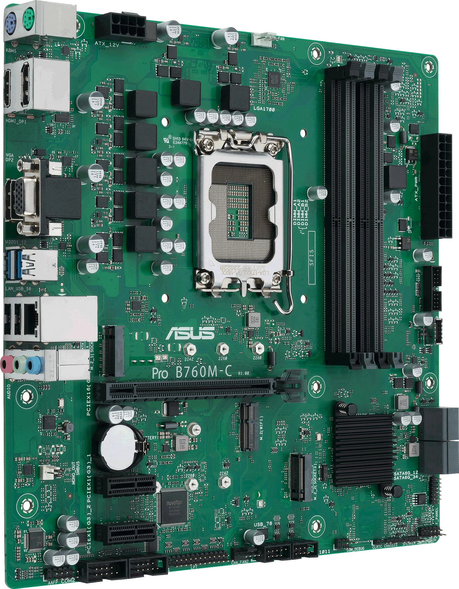 Pllakë amë ASUS PRO B760M-C-CSM, Intel, LGA 1700, DDR5-SDRAM, 128 GB