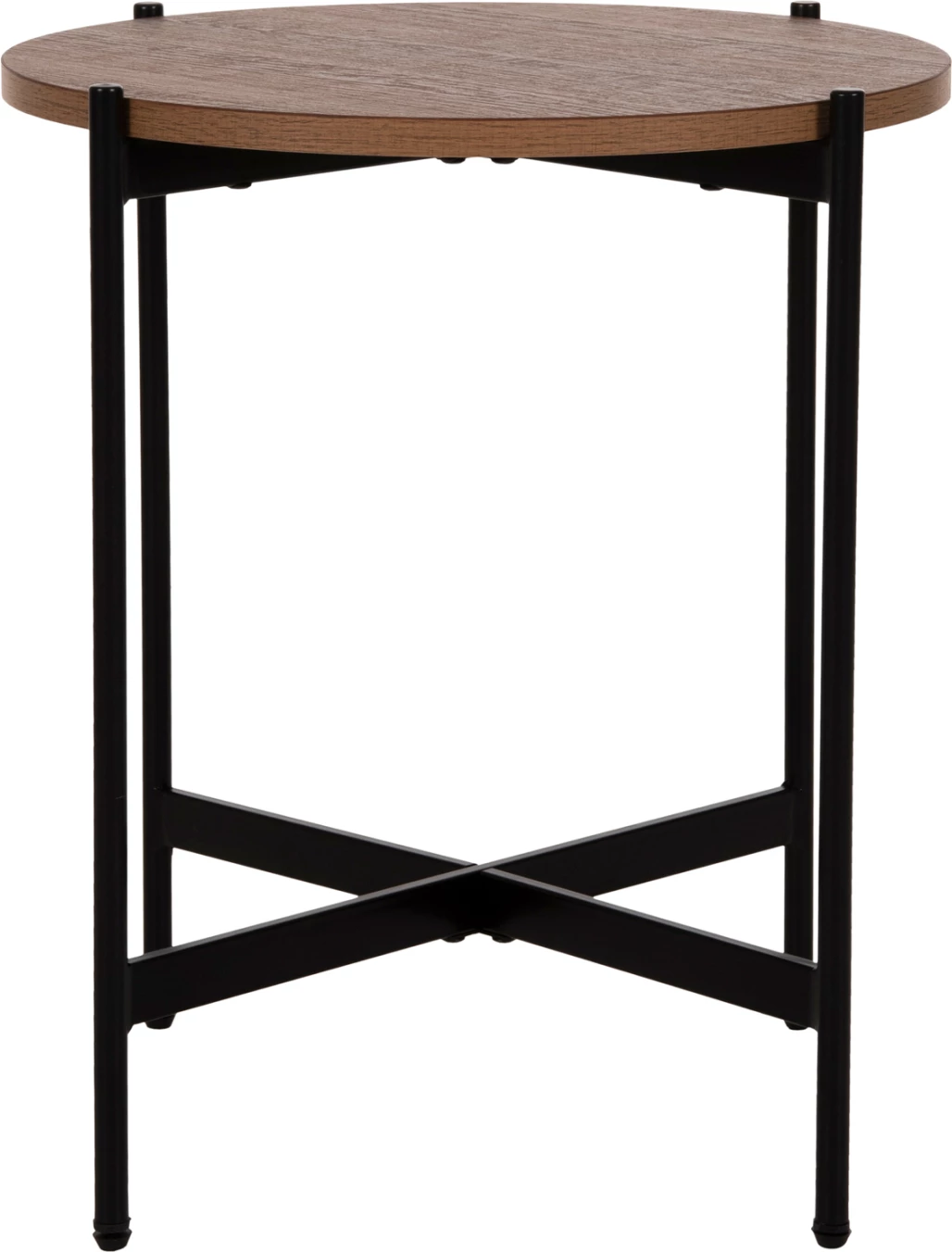 Tavolinë anësore FH9589.04 MDF ngjyrë arre-bazë metalike e zezë Φ50x55Hcm