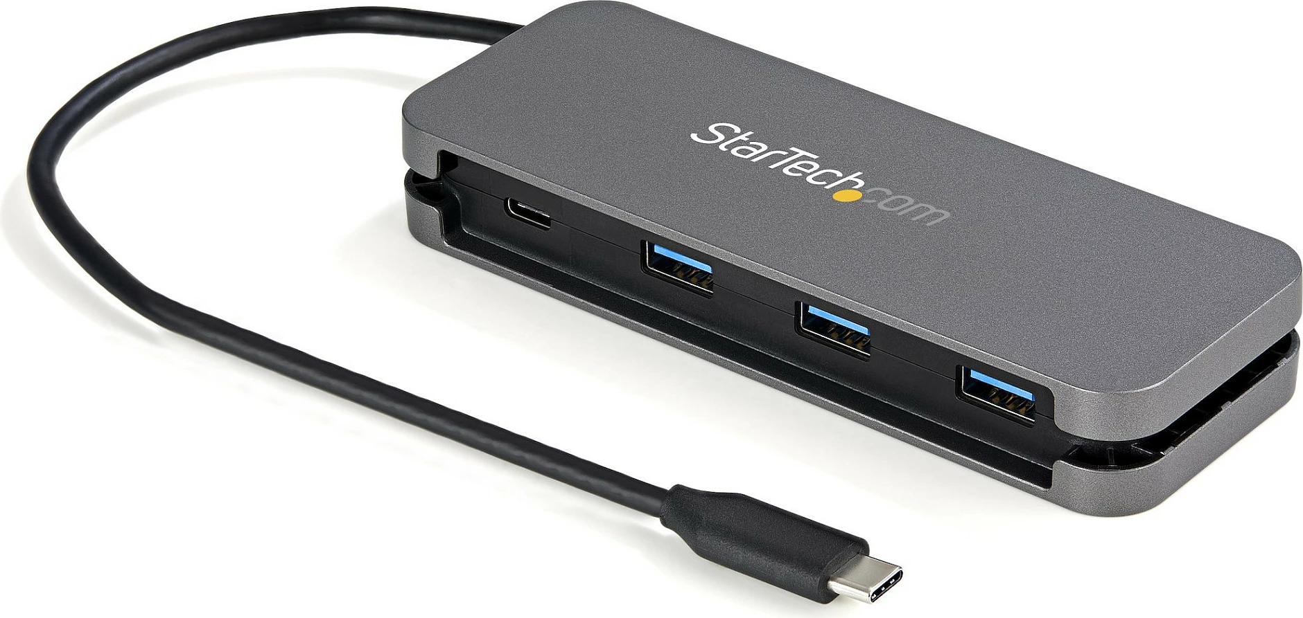 Hub USB-C StarTech HB30CM3A1CB, 4 porta (3x USB-A + 1x USB-C), 5Gbps, kabllo 28cm, zi/gri
