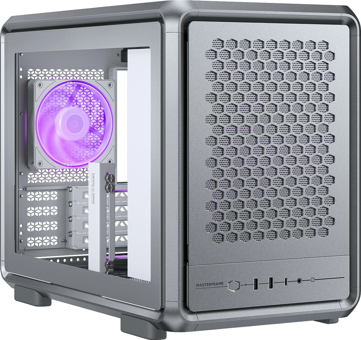 Kasë PC Cooler Master MasterFrame 400 Mesh, Midi Tower, USB-C, Silver/Transparent