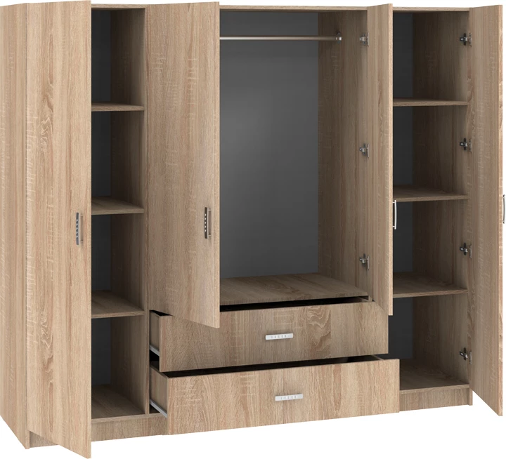 Dollap Royal me katër dyer, ngjyrë sonoma, 200x58x177cm