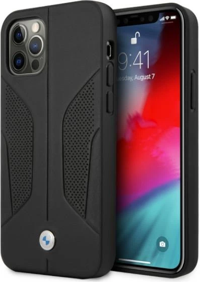 Mbështjellës BMW BMHCP12MRSCSK për iPhone 12/12 Pro, hardcase, lëkurë, e zezë