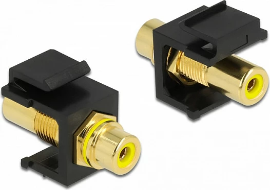 Modul Keystone DeLOCK RCA femër në RCA femër, gold plated, i sheshtë, i zi