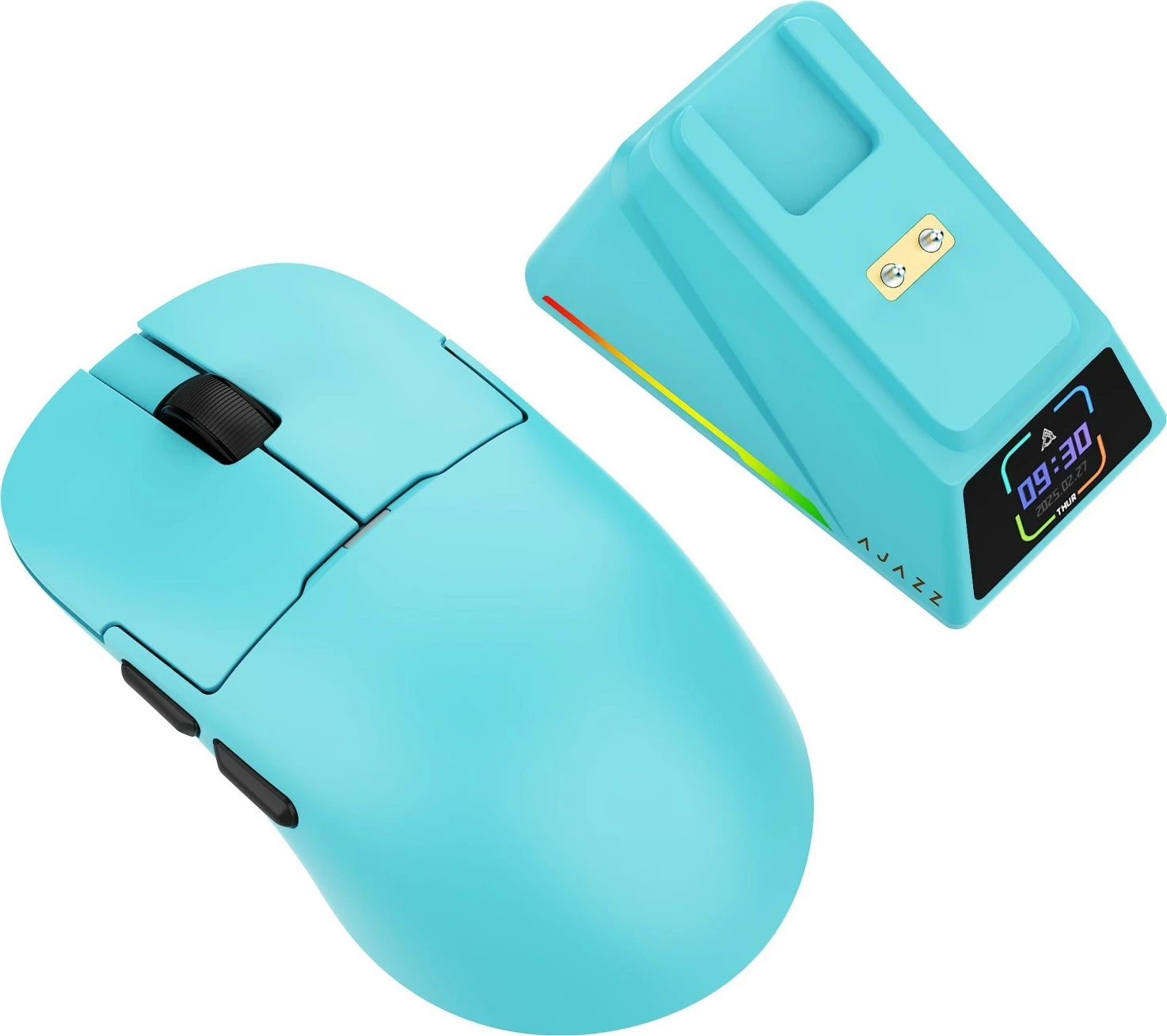 Maus Ajazz AJ159 APEX, wireless/USB-C, 42000 DPI, 8K, me stacion karikimi, kaltër