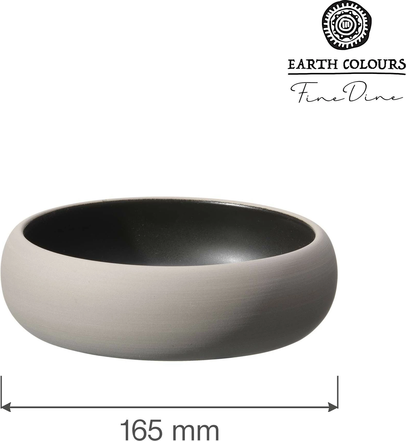 Tas Fine Dine Mia 650 ml Ø165 mm, stoneware, zi/gri, set 2 copë