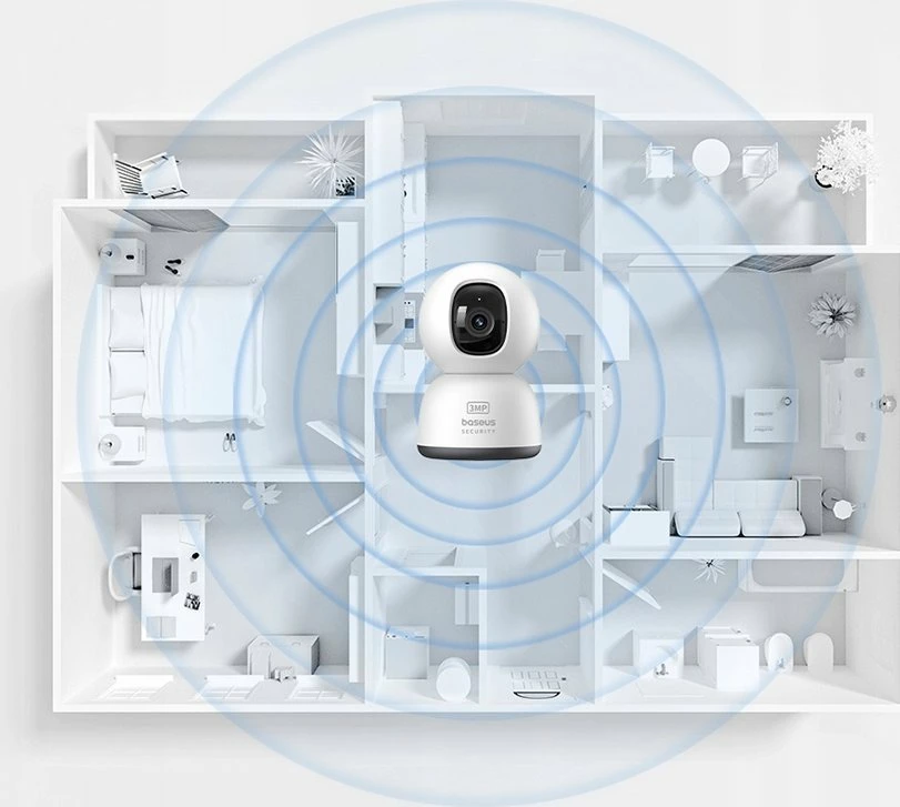 Kamerë sigurie e brendshme Baseus Security P1 Lite 2K, Wi‑Fi 2.4GHz, 3MP, Pan/Tilt 360°/90°, MicroSD deri 256GB, e bardhë