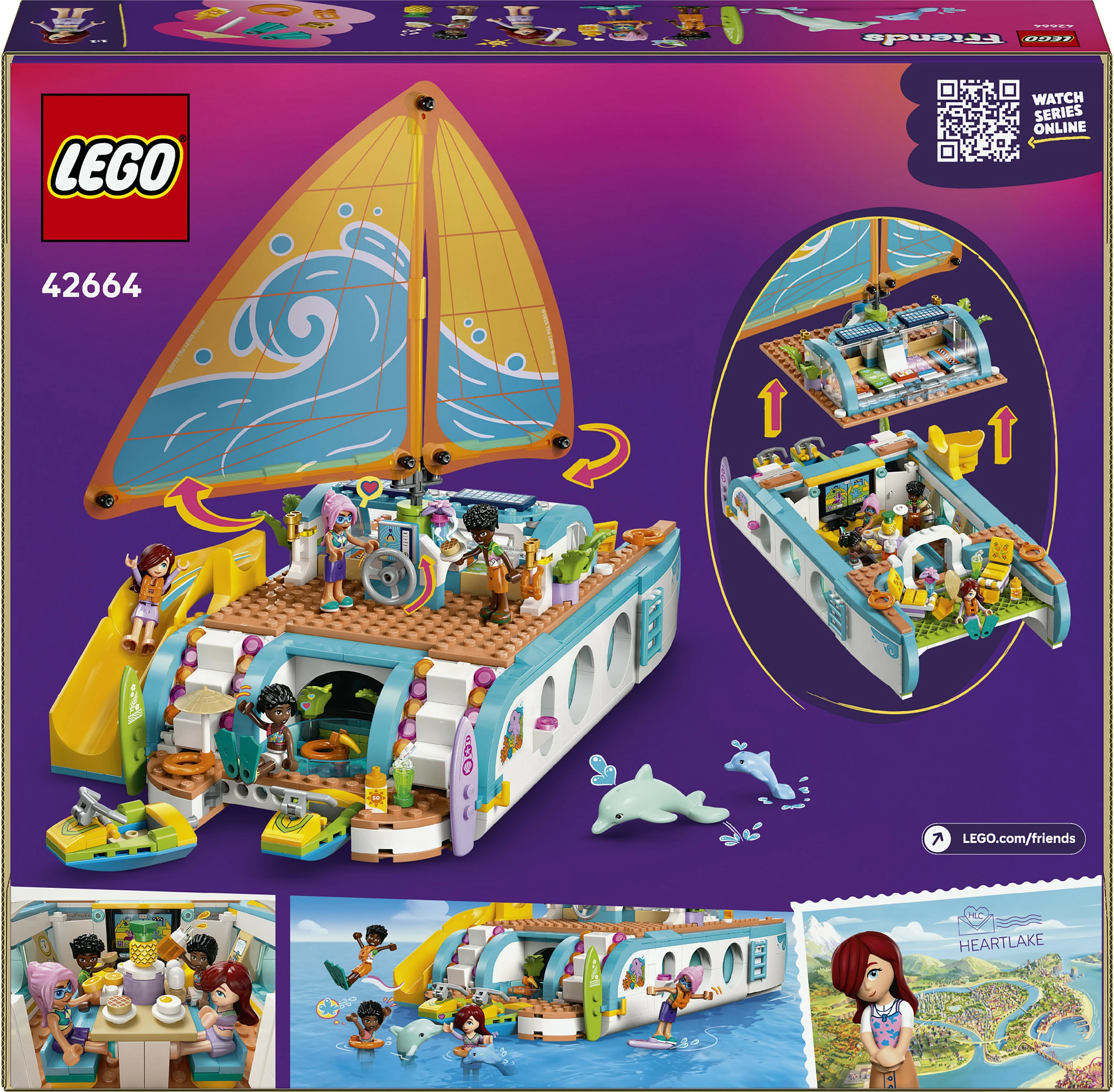 Set ndërtimi LEGO Friends 42664 Travel Boat Adventure, 685 pjesë, 8+, shumëngjyrësh