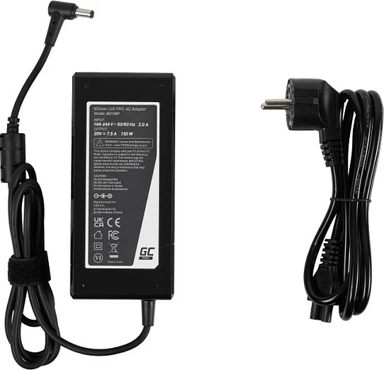 Karikues/Adapter laptopi Green Cell PRO 20V 7.5A 150W për ASUS TUF Gaming FX505/X571GT, ROG Strix G531GT, i zi