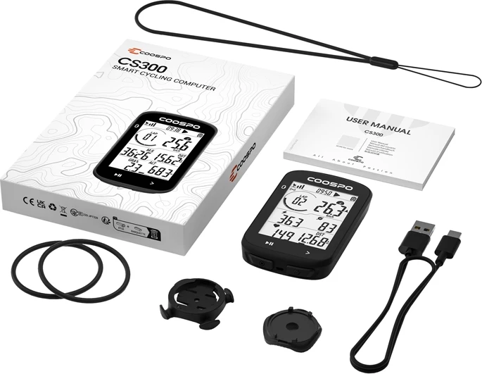 Kompjuter biçiklete Coospo CS500, 2.6" LCD, Bluetooth 5.0, ANT+, IPX7, i zi