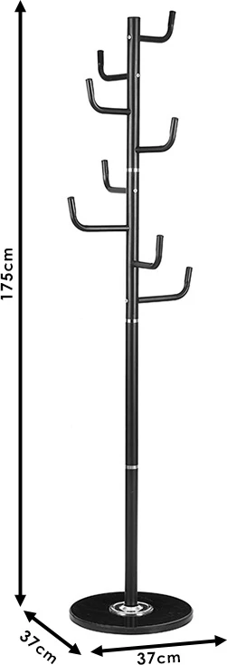 Stendë për pallto Lorenda, metal, bazë mermeri, e zezë, 37x175cm
