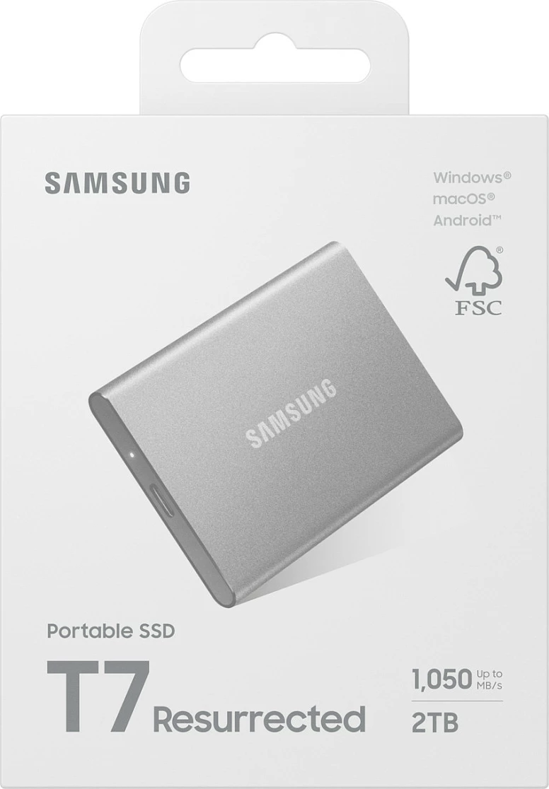 SSD eksterne Samsung MU-PD2T0G/WW, 2 TB, USB-C 3.2 Gen 2, 1050 MB/s, Argjendtë