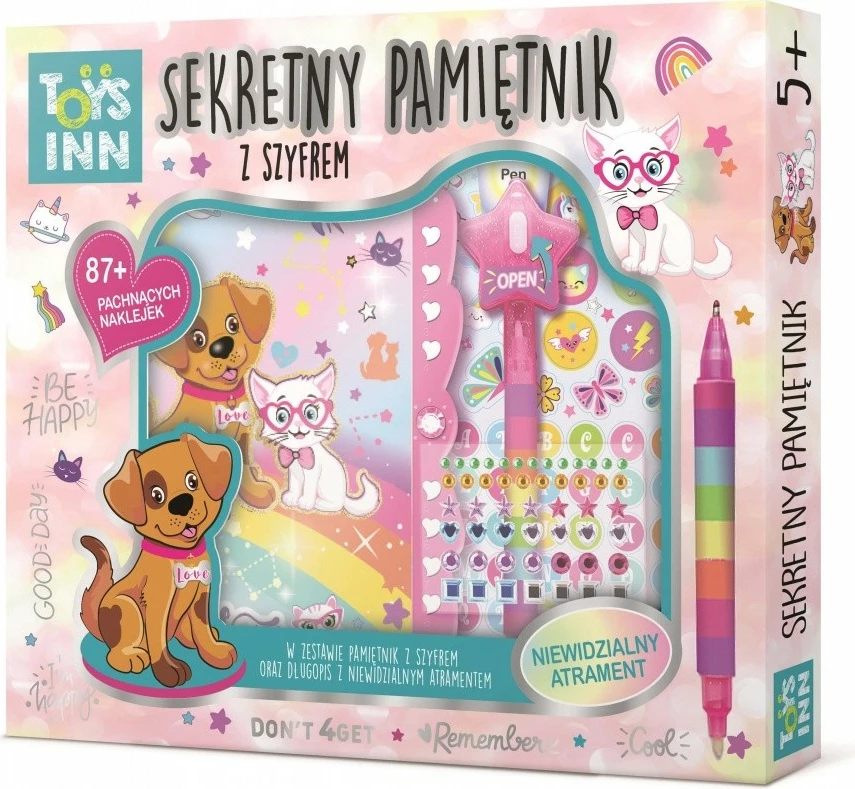 Ditar sekret Stnux Secret Message Diary Animals me stilolaps me bojë të padukshme dhe ngjitëse, për vajza