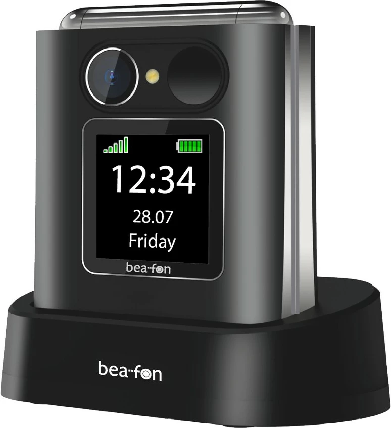 Celular Beafon Fold10, Clamshell, Single SIM, 5.59 cm (2.2"), 1000 mAh, E zezë, Argjend
