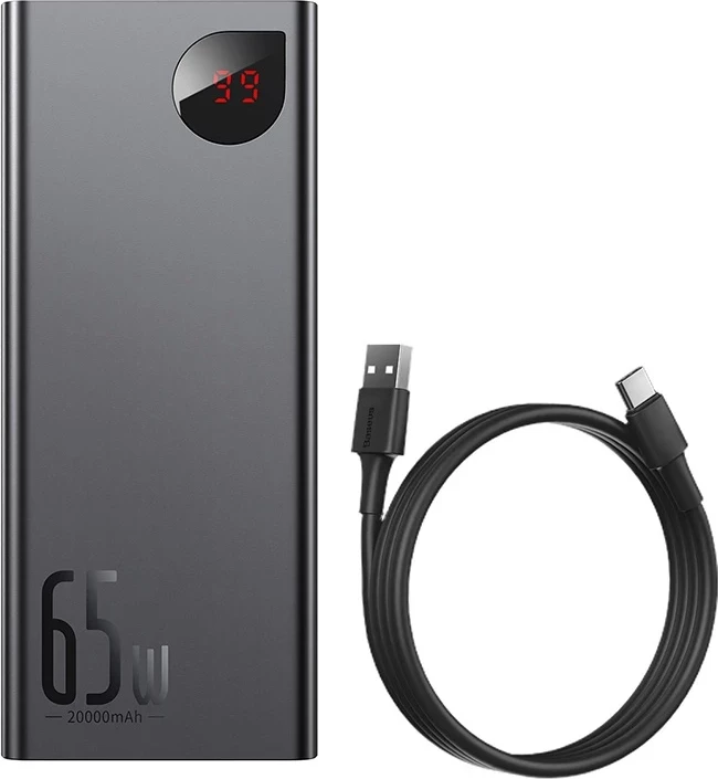 Powerbank Baseus Adaman Metal PPIMDA-D01, 20000mAh, 65W, e zezë