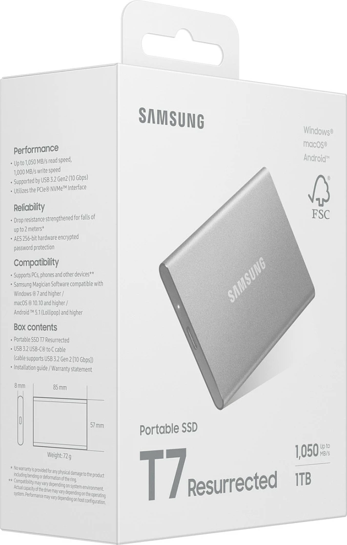 SSD e jashtme Samsung MU-PD1T0G/WW, 1 TB, USB Type-C, 1050 MB/s, Argjend