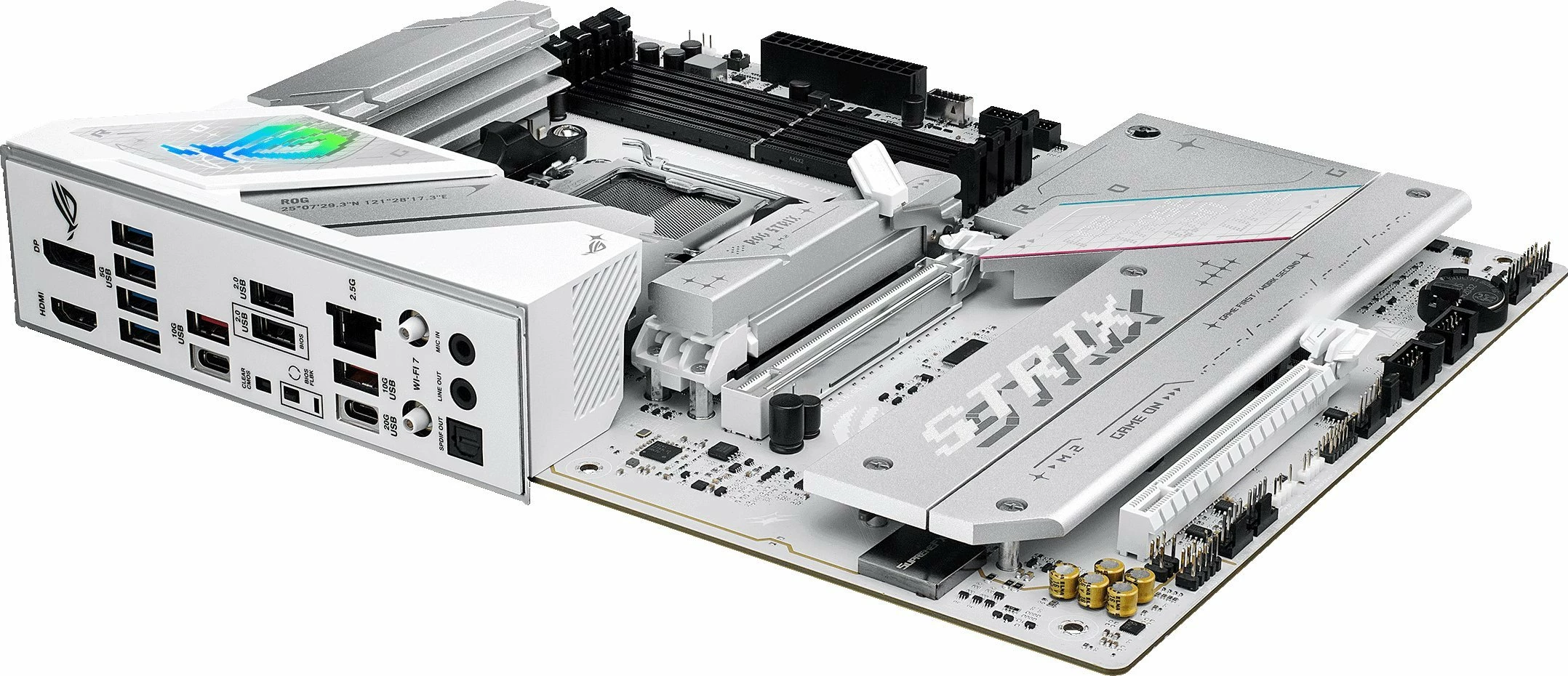 Pllakë amë Asus ROG STRIX B850-A GAMING WIFI, AM5, ATX, DDR5, Wi‑Fi 7, 2.5GbE, e bardhë, me antenë Wi‑Fi