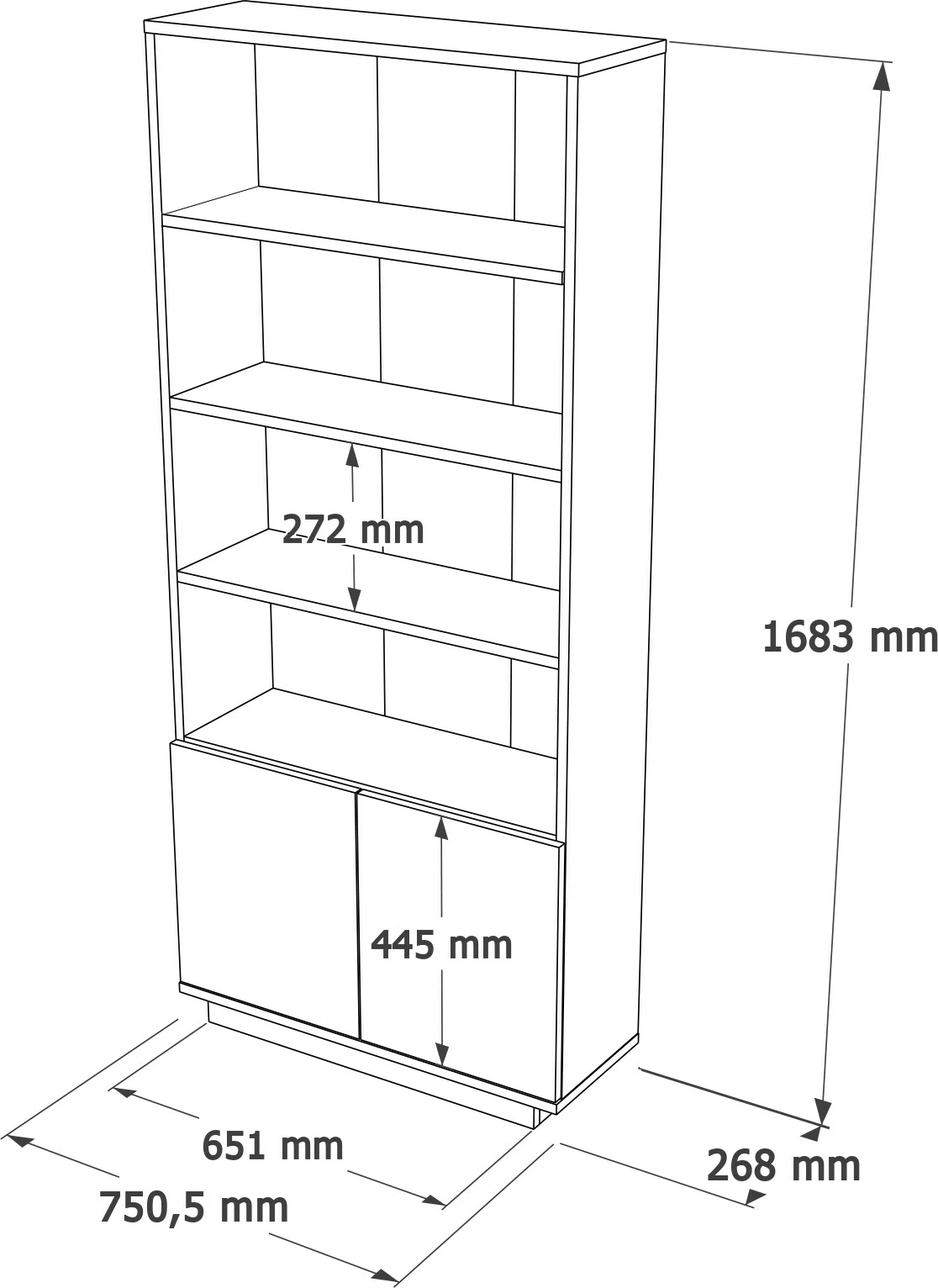 Raft librash Hanah Home, FR16-AA, ngjyrë Atlantic Pine dhe Antracit