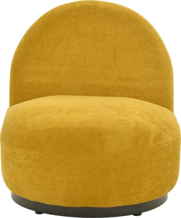 Karrige me rrotullim Zenny, material stof, ngjyrë e verdhë, 64x85x68cm