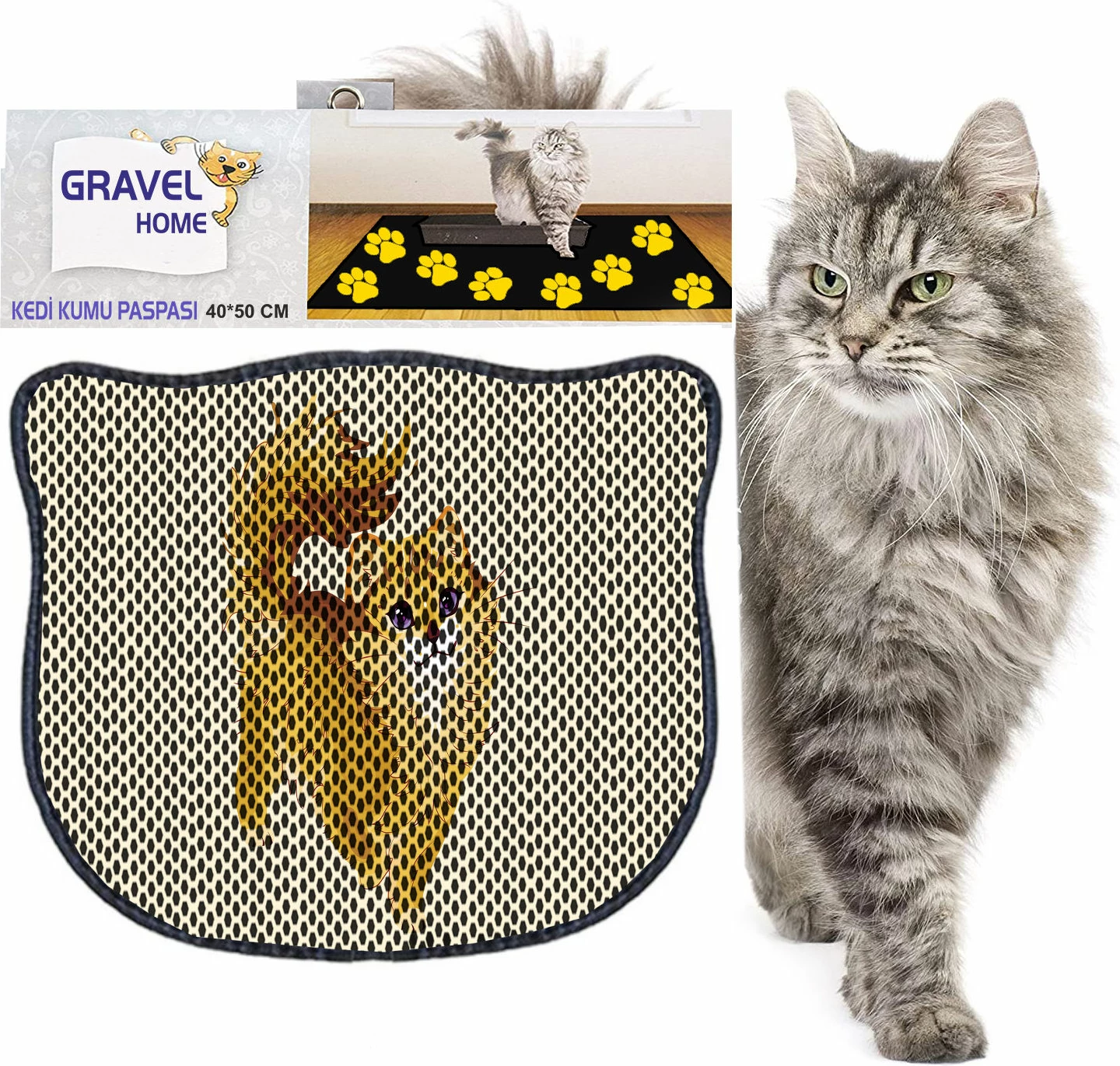Tapet për rërë mace, shumëngjyrësh, Paws & Whiskers, Kdkafa0091, 40x50cm