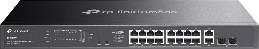 Switch TP-Link Omada ES220GMP, 16 porta Gigabit, PoE+, i zi