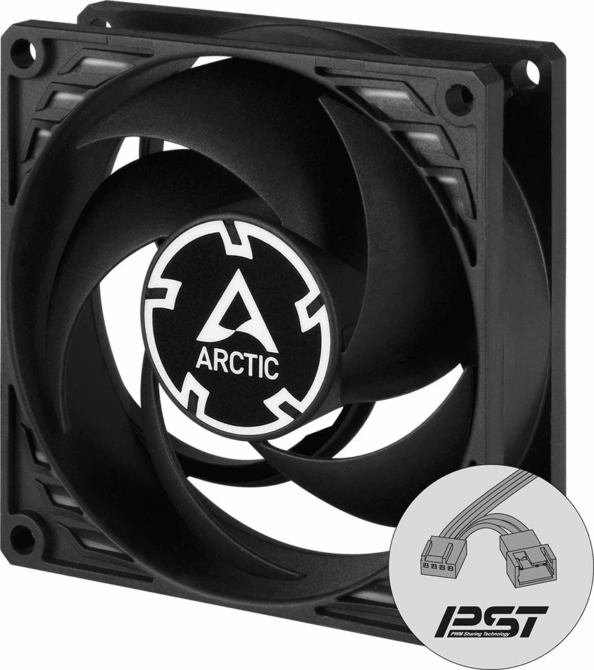 Ventilator për kasë PC Arctic P8 PWM PST 80mm 4-pin PWM, i zi