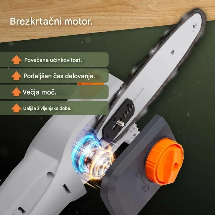 Sharrë zinxhiri me shtyllë teleskopike pa kabllo VonHaus 3519007, 20V 1.5Ah, 168–220 cm, gri/zezë/portokalli, set me bateri & karikues