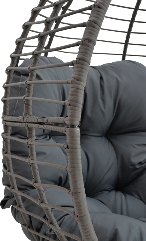 Karrige Nestie, bastun, ngjyrë gri, këmbë metalike, jastëk gri, 102x80x155cm