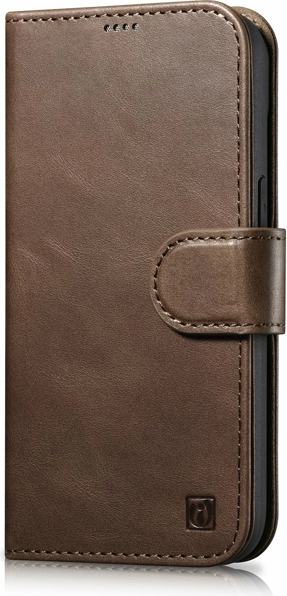 Mbështjellës iCarer Oil Wax Wallet 2in1 për iPhone 14 Pro, lëkurë natyrale, kafe