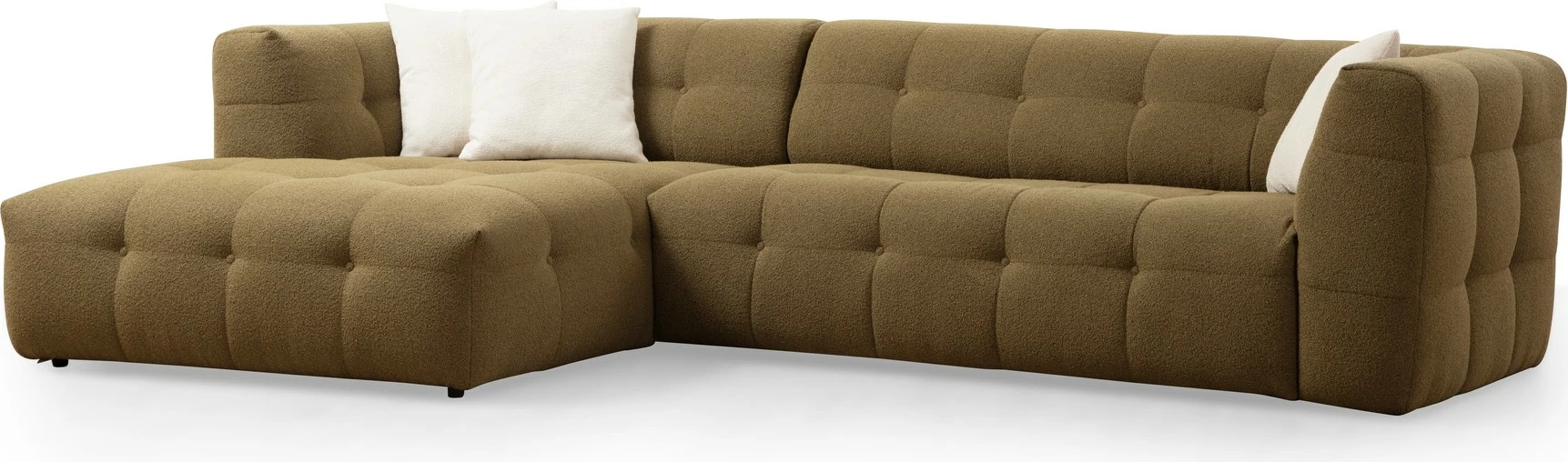 Këndsofa Cady, 3 vende, kënd majtas, ngjyrë kaki