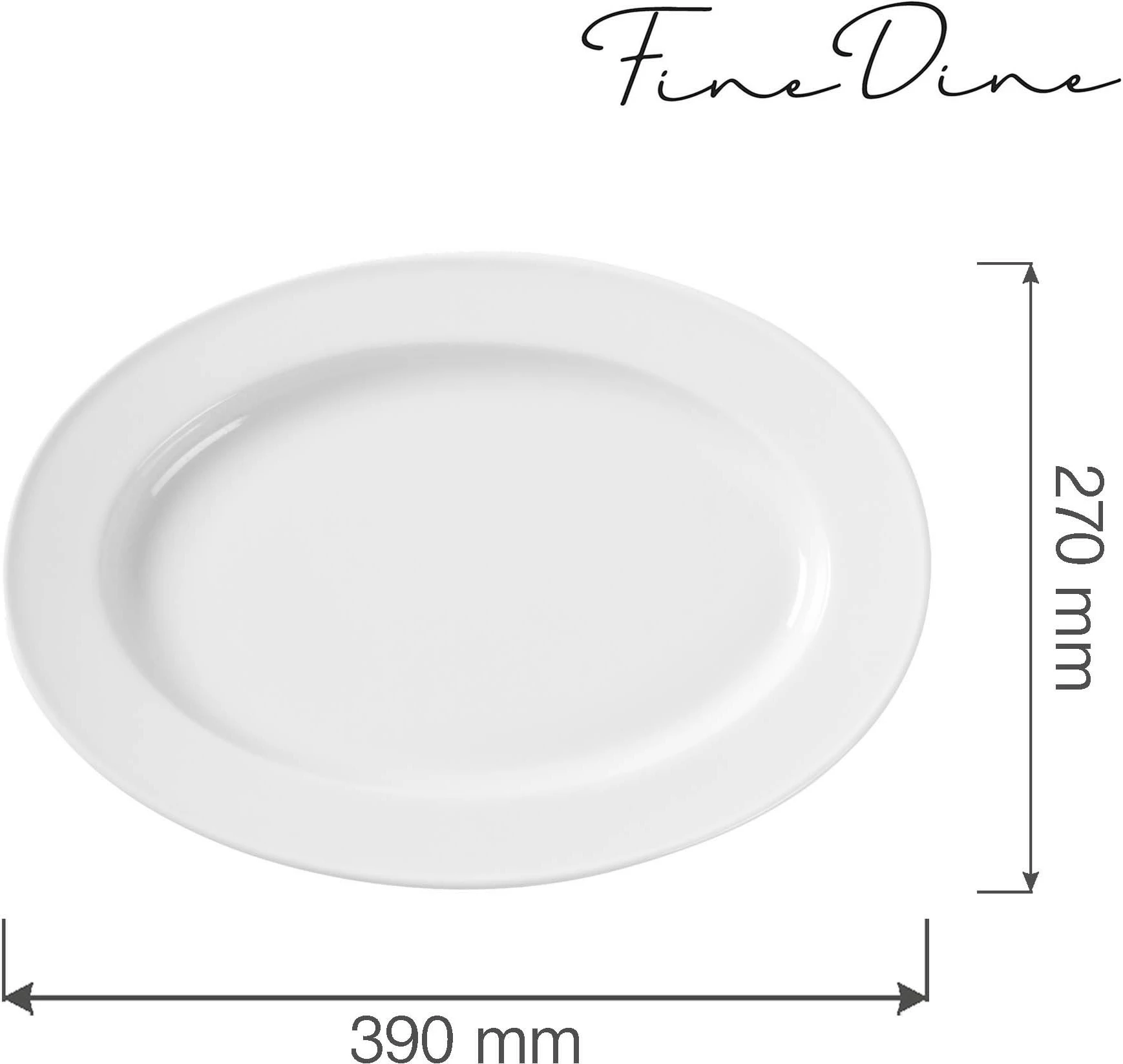 Pjatë ovale Fine Dine Bianco 390x270 mm, e bardhë, set 6 copë